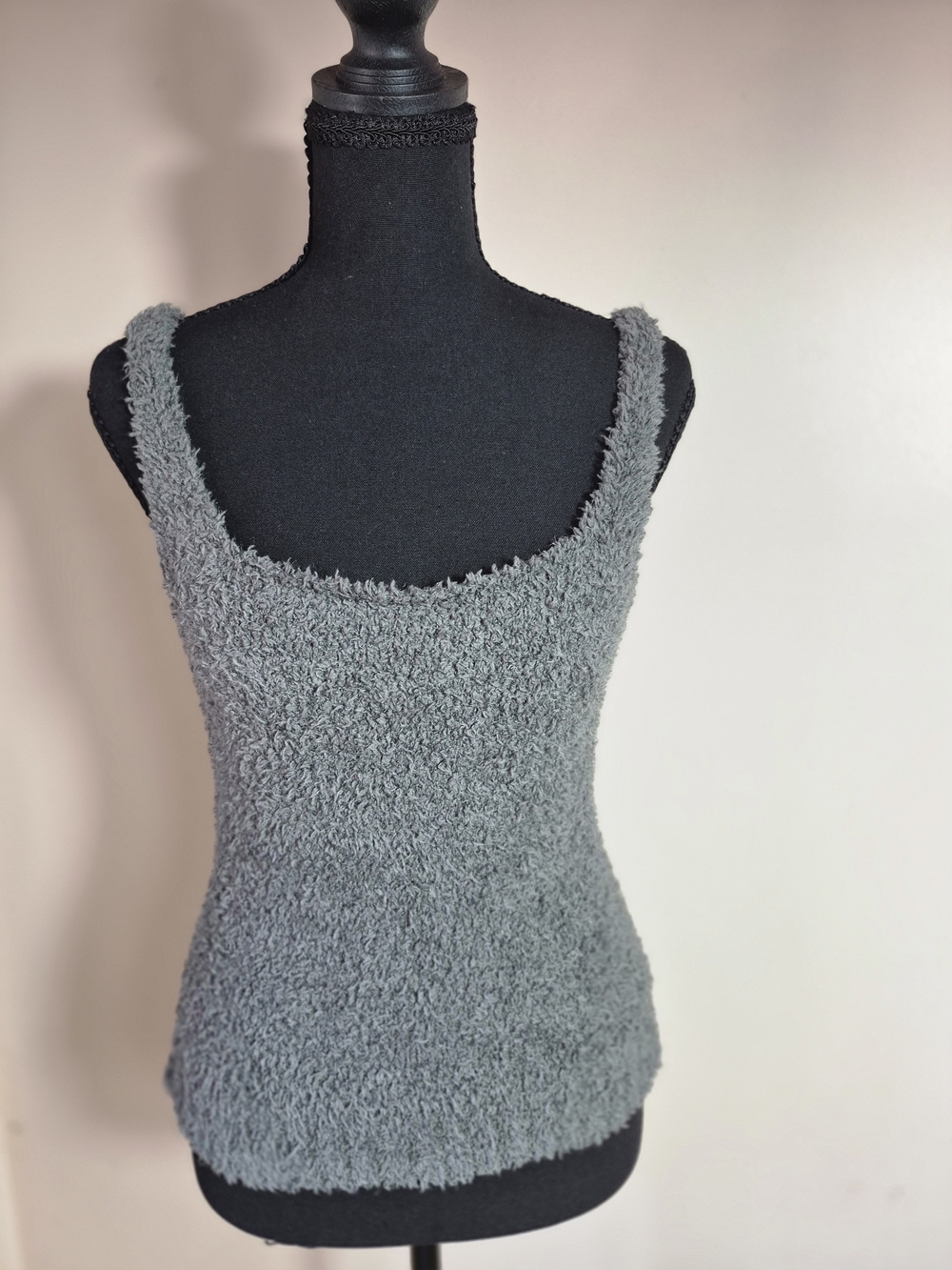 SKIMS Heather Grey Fuzzy Scoop Tank